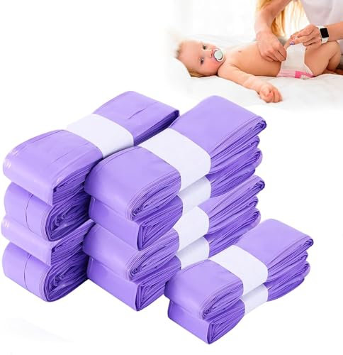 TIMIOTC 10-Pack Nappy Bin Refills - Scented Nappy Bags Compatible With Multiple Brands (Purple, Cartridge Not Included)