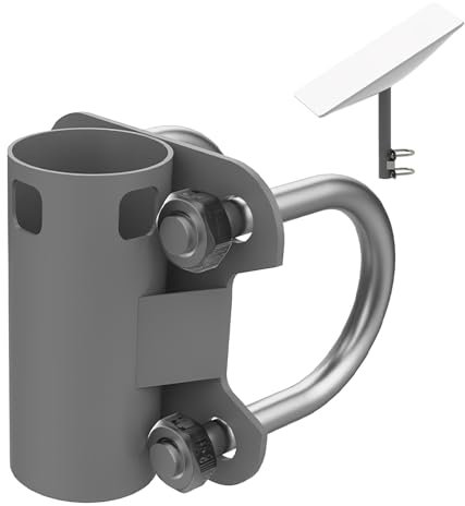 Starlink Schüsselhalterung Antennenmast-Rohrhalterung, Einstellbar U-Form Starlink Halterung Adapter,Antenna Mount Bracket for Starlink,Satellitenantenne Montagesystem für V2 Rohrdurchmesser 35–55mm