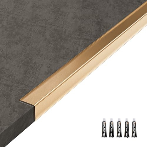 Jiekayi Metal Wall Corner Protector, Aluminum Corner Guards, Décor for Edge of Door Window Table Furniture Cabinets Fireplaces Tile Trim Edging, Size 35.5 L x 0.75 W (5 Pack,Gold)