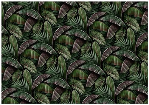 wandmotiv24 Fototapete Tropen Muster, 300 x 210 cm - selbstklebende Strukturtapete, Wanddeko, Wandbild, Wandtapete, Bananenblätter, Dschungel M6903