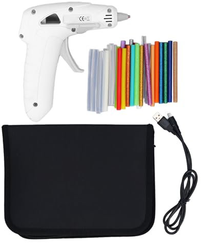 Cordless Hot Glue Gun Kit with 30Pcs Sticks, Rechargeable Fast Heating Mini Glue Gun for DIY Crafts and Quick Repairs, Long Battery Life (White)