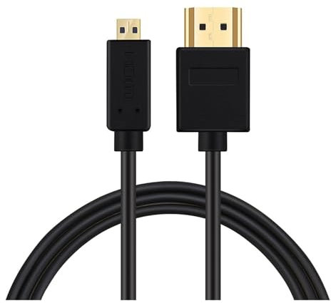 Micro HDMI à HDMI Câble plaqué or 2.0 3D 4K 1080P haute vitesse HDMI Adaptateur de câble Compatible With HDTV PS3 XBOX PC Caméra 1m 1.5m 2m 3m (Color : Svart, Size : 1m)