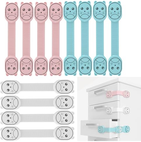 Jumuao Kindersicherung Schrank Baby 12 Stück Schubladensicherung Kinder,Ohne Bohren Schranksicherung Baby,Sicherheitsschlösser für Schränke, Kühlschränke, Türen, Schubladen