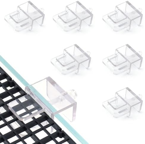 LINLAN 6 Stück Aquarium-Deckel-Clips, Transparentes ABS-Kunststoff Randloses Aquarium-Deckelstütze, Geeignet für Kunststoffteiler und DIY Anti-Sprung-Netz