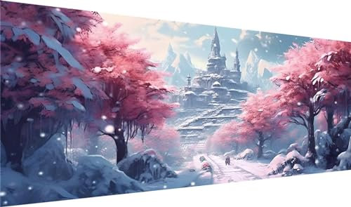 Diamond Painting Erwachsene Schloss Diamond Painting Bilder, Diamond Painting Schnee, Diamond Painting Set mit Diamond Painting Zubehör, Crystal Art Basteln, Deko Wohnzimmer,Geschenke 100x220cm S2-205