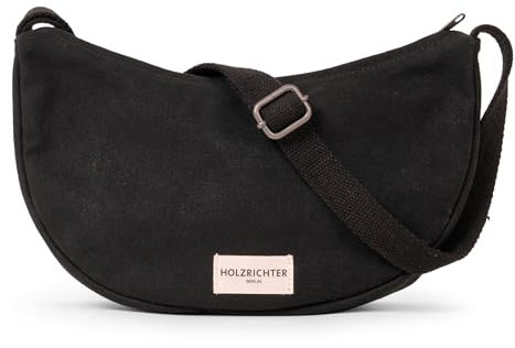 HOLZRICHTER Berlin Banana Bag No 4-1 (M) Schwarz - stilvolle Crossbody Bag handgefertigt aus 100% Bio-Baumwolle