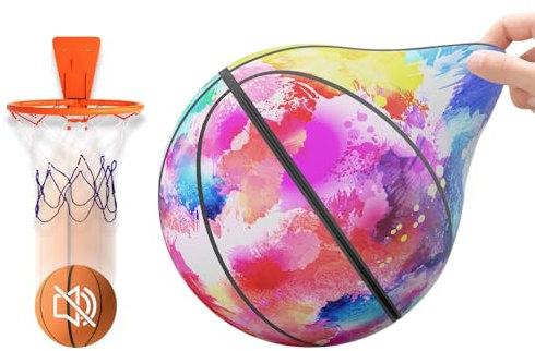 comepew Handleshh Silent Basketball, 2024 Prämie Lautloser Basketball Mit Hoher Dichte Hochlastisch, Unbeschichteter Trainingsschaumball mit Reißverschlussabdeckung Mute Ball für Zuhause (ROSA, 25CM)