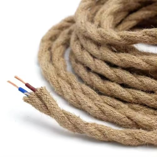 Cavo per lampada in tessuto a 2 fili, stile retrò, vintage, cavo elettrico a sospensione – cavo per lampada intrecciato in canapa | 10 metri