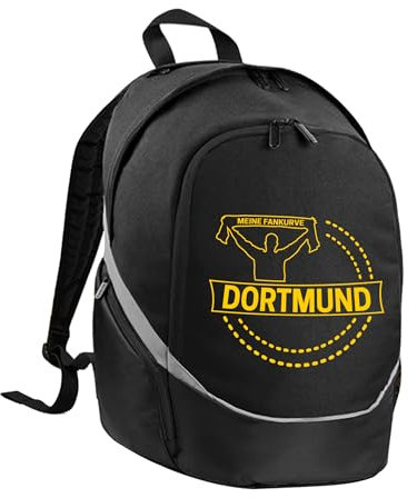 multifanshop Rucksack - Dortmund - Meine Fankurve - Druck gelb - Tasche Größe one size schwarz