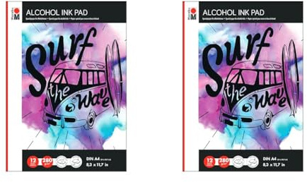 Marabu 1612000000450 - Alcohol Ink Pad, Spezialpapier für alkoholbasierte Tinten, DIN A4, 12 Blatt 280 g/m², matt gestrichen, weiß, reißfest und wasserundurchlässig (Packung mit 2)