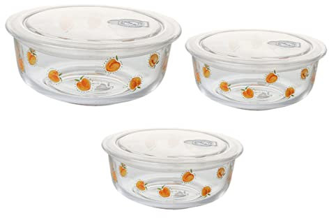 CRILSTYLEO 3 Pièces Saladier en Verre Bols De Fruits Plateau De Légumes avec Couvercle Récipients Alimentaires avec Couvercles Bol De Nouilles Bols De Conservation avec Couvercles Un Verre