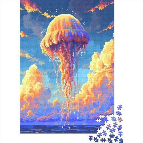Quallen 1000 Stück Puzzles Für Erwachsene Teenager Stress Abbauen Familien-Puzzlespiel Mit Poster in 1000-teiliges Puzzle Kinder Lernspiel Spielzeug Geschenk Puzzel 1000pcs (75x50cm)