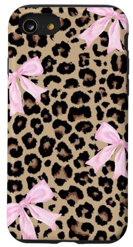Light Pink Ribbon Bow Coquette On Cheetah Leopard Print Case for iPhone SE (2020) / 7 / 8