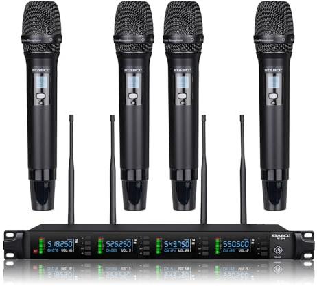 STABCL Professional 4 Channel Wireless Microphones