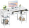 CubiCubi 120 x 50 cm Schreibtisch mit 3 Schubladen und 4 Ablagen, Home-Office Computertisch, Gaming Schreibtisch, Weiß