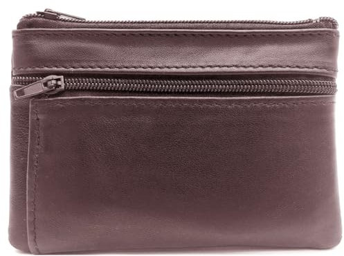 Charmoni - Portefeuille - Porte Monnaie - Multi Poches - en Cuir véritable - pour Homme (Marron foncé)