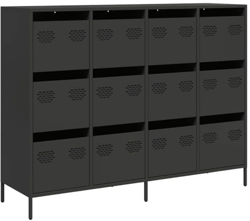 vidaXL Sideboard Schwarz 135x39x103,5 cm Kaltgewalzter Stahl