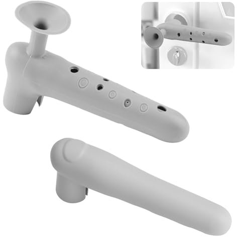 UFURMATE Anti-Collision Door Handle Covers Set, 2Pcs Outdoor & Indoor Door Knob Glove Covers Anti-Static Handle Protector for Flat Square Door Levers (Grey）