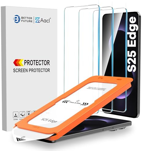 AACL Paquete de 3 protectores de pantalla de vidrio templado para Samsung Galaxy S25 Edge con eliminación automática de polvo, fácil instalación, sin burbujas, antiarañazos para Galaxy S25 Edge 5G