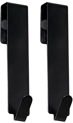 XAQAMY 2 Pz Gancio Doccia Accappatoio, Gancio Accappatoio Doccia in Vetro senza Foratura, Appendino da Porta in Acciaio Inox, Ganci Asciugamani Bagno per Accappatoi, Spessori Betro 0,6-1,7 cm, Neri