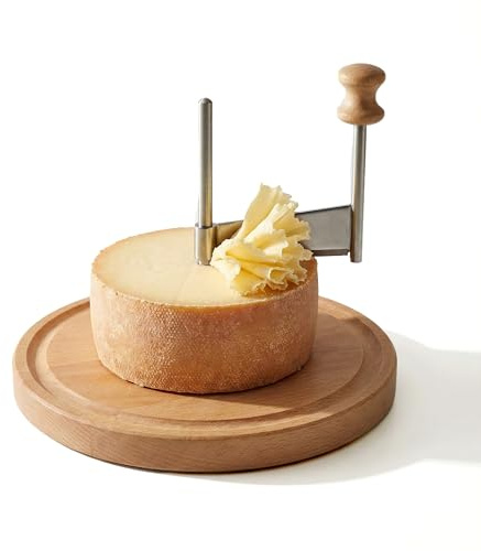 Cheese Curler Girolle Wheel, Sharp Blade Wood Base for Tete de Moine Shave