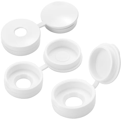 Screw Cover Caps Hinged Plastic Covers – Fits 10-12 Gauge Screws (4.8mm to 5.5mm) – Snap Close Caps (10, White)