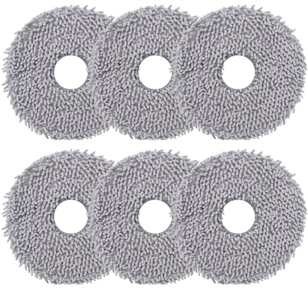 Pack of 6 Wipes for Roborock Q Revo/Qrevo S/Qrevo Pro/Qrevo Master/Qrevo Edge/Qrevo Curv/Qrevo Slim/Saros 10R/Z70/QV 35A 35S/ QR 598 798/S5V Robot Vacuum Cleaner, Washable and Reusable Replacement