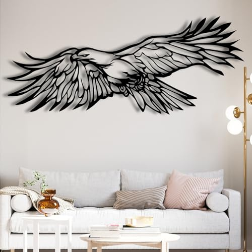 Adler-Skulptur aus Metall für die Wand – Weißkopfseeadler-Kunstwerk aus Metall, Dekoration – moderne Kunstskulptur, Heimdekoration für Wohnzimmer, Schlafzimmer, Flur und Treppe, Natur-Heimde