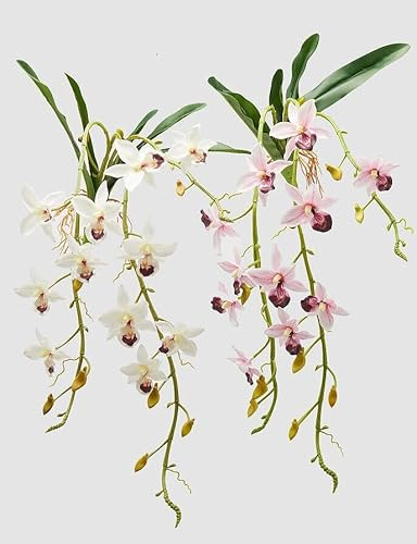 EDG Enzo De Gasperi Orchidea Dendrobium Cadente Artificiale H 82 Cm con Foglie Ass. White Pink 1 Pz