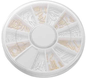 IWOWHERO Nail Art Metall Nieten Fächer Rundplatte Gold Silber DIY Nagel Dekorationen für Frauen Mädchen Vielseitiges Nailart Zubehör für Salon und Zuhause
