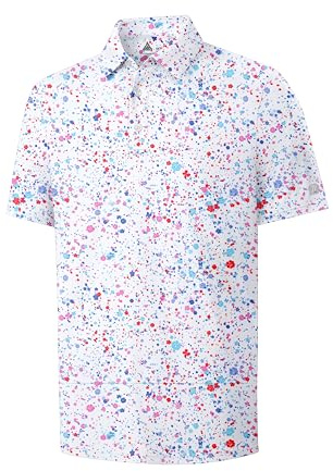 ZITY Men's Golf Shirts Short Sleeve Polo Moisture Wicking Performance Print Pattern Poloshirt for Men UPF50+ Casual T-Shirt