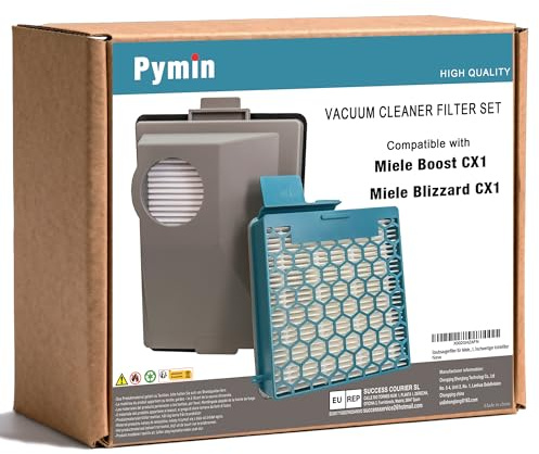 Pymin Filtre pour aspirateur Miele Boost CX1 Allergy/CX1 Active/CX1 CarCare/CX1 Cat & Dog PowerLine/CX1 125 Edition, remplace en partie SF-HY 60, CX-FSF, 1 filtre + 1 filtre à fines particules