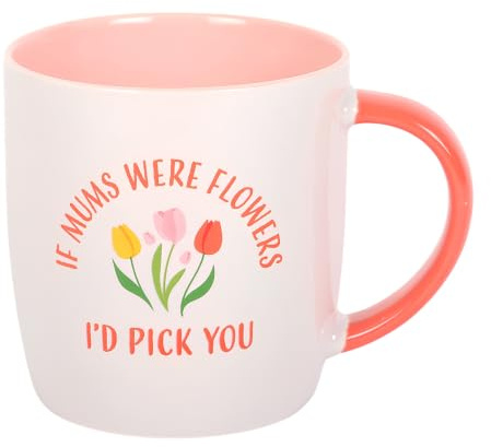 RZIN TRADE Mother's Day Ceramic Coffee Mug | If Mums Were Flowers I'd Pick You, Pink and White Tea Cup Gift for Mum
