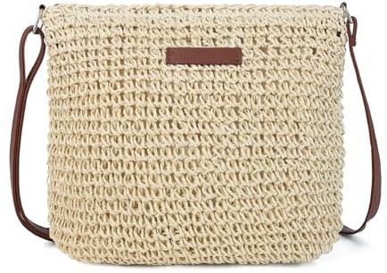 Gladdon Damen Strohtasche, Klein Sommer Umhängetasche Boho Tasche | Handgewebte Basttasche mit leichtem Design, perfekte Strandtasche und Sommertasche für Urlaub, Freizeit und Alltag