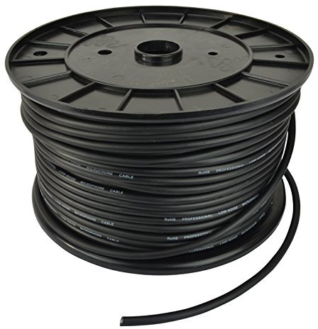 Microphone Cable, Low Noise, Flexible Black, 100m Roll