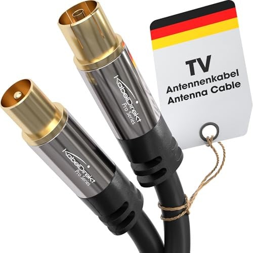 KabelDirekt – Cable Antena TV 4K, Cable Coaxial – 3m – Para TV digital y analógica, conectores metálicos – Disponible en 0,5-20m (Enchufe a toma, para DVB-C/DVB-T/DVB-S, negro)