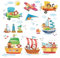 Decowall DAT-1506 Schiffe 3 Doppeldecker Autos Flugzeuge Tiere Wandtattoo Wandsticker Wandaufkleber Wanddeko für Wohnzimmer Schlafzimmer Kinderzimmer