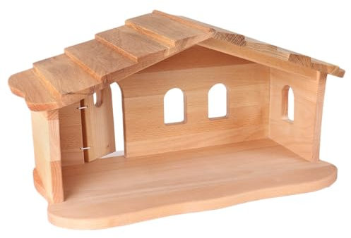 Weihnachtskrippe aus Holz | Krippenstall mit Stall und Hauptraum | Vielseitig als Bauernhof nutzbar