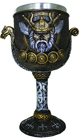 Nemesis Now Valhalla Kelch 17 cm, Kunstharz mit Edelstahleinsatz, Braun