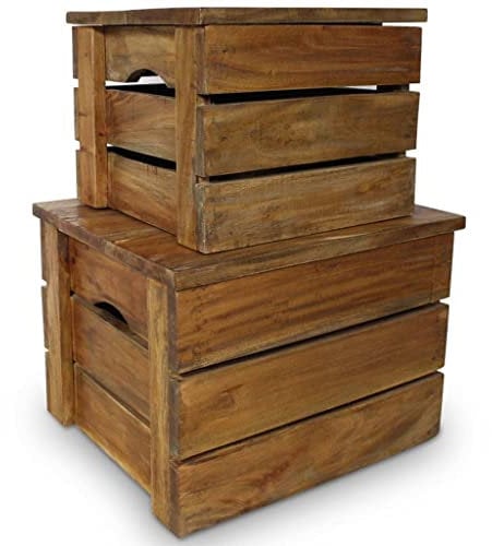 vidaXL Aufbewahrungsbox Set 2-tlg. Handgefertigt Holz Kiste Box Aufbewahrungskiste Holztruhe Holzkiste Schatzkiste Holzbox Altholz Massiv