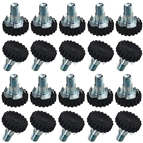 TOVOT 20 Pièces M10 Pied de Meuble Reglable Pieds de Nivellement pour Chaise de Table Pieds de Meubles à Visser avec écrous (3×3.3cm)