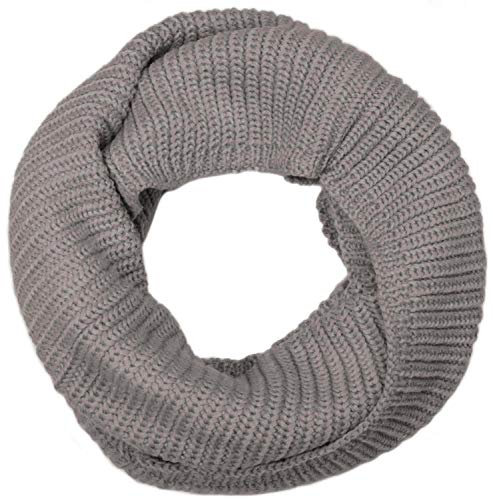 styleBREAKER Unisex Feinstrick Schal, einfarbiger Loop Schlauchschal, Feinripp Winter Strickschal, Loopschal 01018112, Farbe:Grau