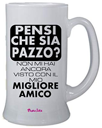 Bicchiere Boccale Birra Decorato Miglior Amico - 500ml - Vetro - Stile Simpatico - Regalo Amicizia - Collezione Amicizia