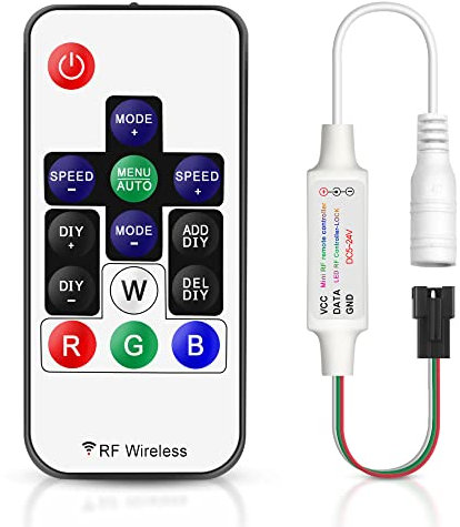 VIPMOON LED Controller RF Fernbedienung mit 14 Tasten 5-24V Mini-RF-Controller LED Strips Wireless LED Remote 3Pin RF Pixel Controller für WS2811 WS2812 WS2812B LED Streifen