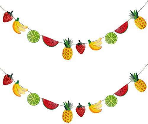 Toyvian 2 Sätze Tutti Frutti Partydekorationen Obst Banner Sommer Banner für Geburtstag Luau Tropischen Hawaiianischen Obst Themenparty