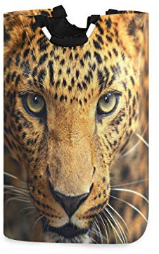 Mnsruu Wäschekorb mit Leopardenmuster, faltbarer Wäschekorb mit Griff