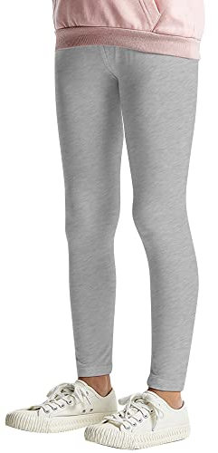 L&K-II Kinder Leggings Basic Uni Farbe Mädchen Tanzhose Baby Leggins Fitness Hose Baumwolle 2708 Grau-164