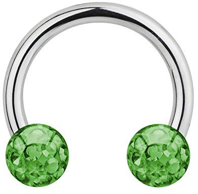 Treuheld® | 1.2mm x 6mm Hufeisen Piercing/Circular Barbell | 4mm Kristall Piercing-Kugeln | Hell-Grün | Chirurgenstahl | Septum Lippe Ohr