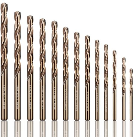 BAIDETS Kobalt-Bohrer-Set (1.5mm-6.5mm, 13 Stück), M35 HSS Metall-Spiralbohrer-Set für Hartmetall, Edelstahl, Gusseisen, Kunststoff, Holz, andere Materialien