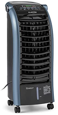 Klarstein Rafraichisseur d'Air 4 en 1, Climatiseur Portable, Humidificateur, Ventilateur, Ioniseur, Climatiseur Mobile Sans Évacuation, Pack Glacons, Réservoir 6L, 65W, Puissant Débit d'Air 444m³/h
